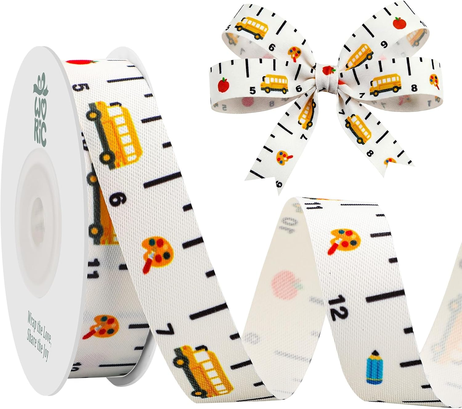 woric Ruler Ribbon 5/8" X 12 Yards Back to School Ribbon for Teacher