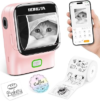 Rongta Mini Sticker Printer, Bluetooth Thermal Label Printer, Portable Inkless Label Maker Suitable for Creative Kids DIY, Diaries, Study Notes, Pink