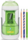 M&G S5 Electric Pencil Sharpener,Fully Automatic for 6.5–11mm No.2&Colored Pencil,Auto In&Out,3 Sharpness Modes,Type-C Rechargeable,Helical Blade,Cute Pencil Sharpener for School Classroom Home, Green