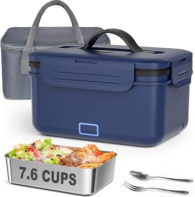 Vingud Cordless Electric Lunch Box for Adults, 1.8L Rechargeable Heated Lunch Box Food Warmer, Portable Self Heating for Men/Women/Office/Car, Lonchera Eléctrica Portátil Battery Powered Father's Gift