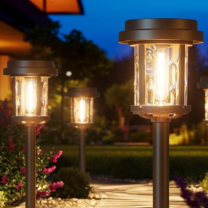 XMCOSY+ Solar Pathway Lights, Solar Lights Outdoor Waterproof IP65, 20 LM Bright Glass Outside Light for Garden Path Yard Walkway Driveway (‎Black & Brown)
