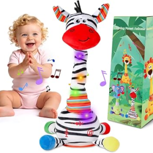 LUKETURE Dancing Zebra Plush Toy | Interactive zebra stuffed animal with record & repeat, 10 songs, LED lights, talking singing design for gifts and playtime