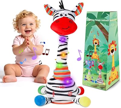 LUKETURE Dancing Zebra Plush Toy | Interactive zebra stuffed animal with record & repeat, 10 songs, LED lights, talking singing design for gifts and playtime