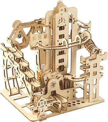 Adult 3D Wooden Marble Run Puzzle Kit, DIY Mechanical Model Construction Set, Educational STEM Puzzle Desktop Toy or Decorative Item for Teens Aged 14 and Up