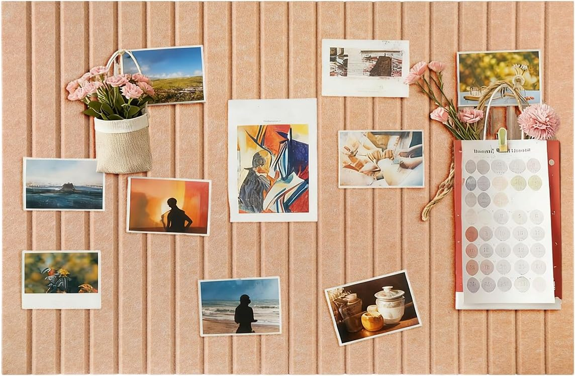 Nysunten 20x28 inches Large Felt Bulletin Board 0.35in Thicker, Cork Board with Safe Removable Nano Self-Adhesive Tabs, Wall Felt Board for Bedrooms, Living Rooms, Offices, Flower Shops - Dark Camel