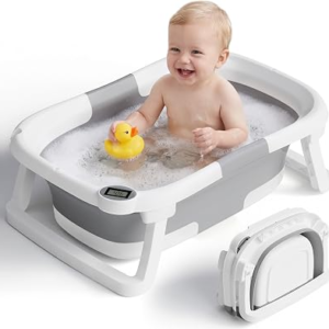 IBABYMAX Collapsible Baby Bathtub with Thermometer