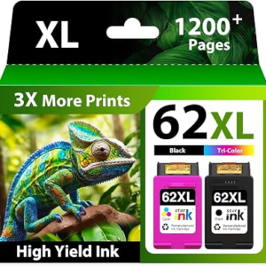 Starink 62XL Ink Cartridge Black and Color Replacement for HP Ink 62 2 Pack | Replacement for HP Ink 62 62XL Work with HP Envy 7640 7645 5660 5540 5640 7644 OfficeJet 5740 5741 8040 OfficeJet 200 250 258