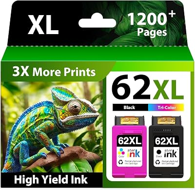 Starink 62XL Ink Cartridge Black and Color Replacement for HP Ink 62 2 Pack | Replacement for HP Ink 62 62XL Work with HP Envy 7640 7645 5660 5540 5640 7644 OfficeJet 5740 5741 8040 OfficeJet 200 250 258