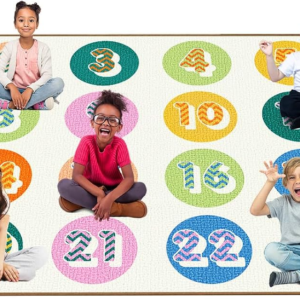 Booooom Jackson Pastel Number Seating Classroom Rug for Kids Room Seating Décor, 7’6”x13 Large Preschool Carpet Seating Rug for Teaching and Playroom, Non-Slip Rubber Backing