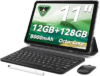 Tablet 11 inch Android 15 Tablets | Octa-core | 12GB RAM+128GB ROM | 8000mAh Tablet with Keyboard | Mouse | Case | Dual Band WiFi | BT 5.0 | GPS | 13 MP Dual Camera (Blue with Keyboard) (Black)