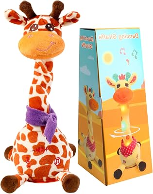 Funny Dancing Talking Giraffe Baby,Recording Repeat Baby Tummy Time | Toddler Infant Baby Toys Gifts, Volume Adjustable Baby Toys Interactive,Giraffe that Repeats What You Say for Birthday Gifts