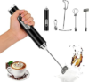 Milk Frother Handheld for Coffee, Hand Frother Wand, Electric Whisk 3 Speed Adjustable, Drink Mixer with Stainless 2 Whisks, Foam Maker for Latte Cappuccino Matcha