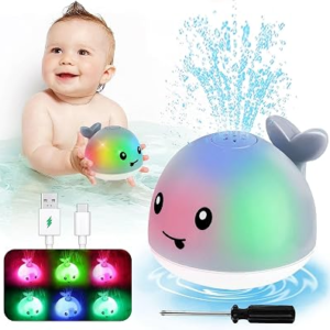 Toddler Whale Bath Toy Sprinkler – Water Pool Toys for Toddlers 1-3, Light Up Floating Baby Bath Toys, Birthday Gift for 1 2 3 4 5 Year Old Boys Girls,, Water Sensory Toys for Kids
