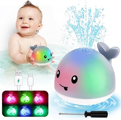 Toddler Whale Bath Toy Sprinkler - Water Pool Toys for Toddlers 1-3, Light Up Floating Baby Bath Toys, Birthday Gift for 1 2 3 4 5 Year Old Boys Girls,, Water Sensory Toys for Kids