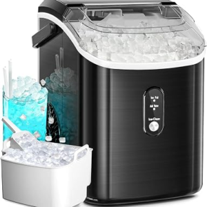 Antarctic Star Countertop Ice Maker with Soft Chewable Pellet Ice, 34lbs/24Hrs, One-Click Operation, Self-Cleaning Portable Peddle Ice Machine with Ice Scoop for Kitchen,Office,Bar