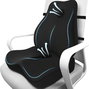 Lumbar Support Pillow & Seat Cushion for Office Chair, Memory Foam Office Chair Cushion for Tailbone Pain Relief and Lower Back Support, Ergonomic Desk Chair Cushion for Gaming,Wheelchair,Home