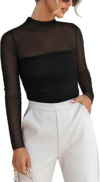 ANRABESS Mesh Long Sleeve Tops