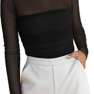 ANRABESS Mesh Long Sleeve Tops
