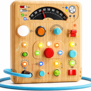 Busy Board for Toddlers, Simulated Electrical Circuit Machine Preschool Learning Toy with Switches & LED Lights, Fine Motor Skills Activity Toy for Age 3+ Year Old Kids Boy Girl, Birthday Gift