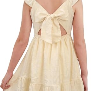 Stelle Girls Square Neck Flutter Sleeve Tie Back Dress