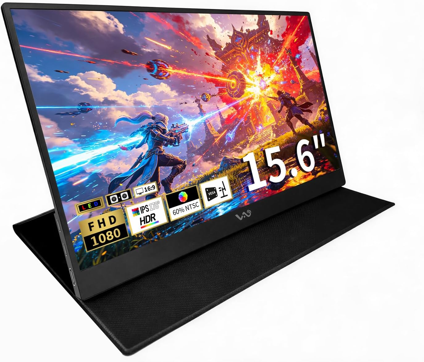 LB M16 15.6 Inch Portable Monitor, FHD 1080P IPS USB-C Ultra-Slim Travel Monitor with HDR, Dual Speakers, Aluminum Unibody for Laptop, PC, Phone, Switch, PS5