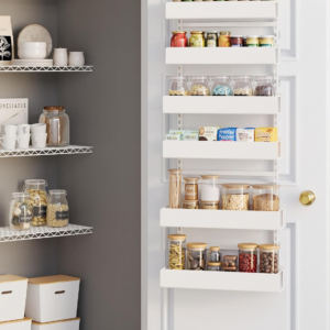 NQW 6-Tier Hanging Pantry Organizer, Metal Spice Rack Storage for Kitchen Laundry Bathroom Cabinet, White