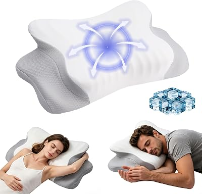 Cervical Neck Pillow for Pain Relief, Ergonomic Odorless Memory Foam Pillow