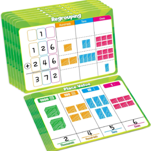 12 PCS Place Value Chart Dry Erase Flash Cards,Regrouping Math Manipulatives Base Ten Addition and Subtraction 1st 2nd 3rd Grade Classroom Must Haves Teacher Homeschool Supplies Math Games