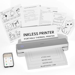 PRT Portable Printer Wireless for Travel, Bluetooth Thermal Printer | Support 8.5×11 US Letter Thermal Paper, Compatible with Android and iOS Phone & Laptop, Inkless Printer, White