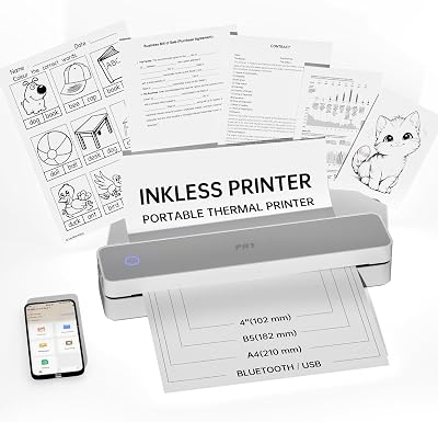 PRT Portable Printer Wireless for Travel, Bluetooth Thermal Printer | Support 8.5x11 US Letter Thermal Paper, Compatible with Android and iOS Phone & Laptop, Inkless Printer, White