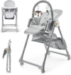 Kinderkraft LASTREE Foldable Baby High Chair for Babies and Toddlers with Reclining Function, Play Bar, Adjustable Tray and Footrest in Grey
