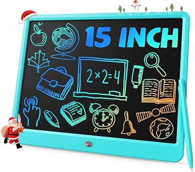 TEKFUN 15" LCD Writing Tablet for Kids, Large Drawing Pad for Boys & Girls, Screen-Free Way to Keep Kids Busy, Reusable Doodle Board for Learning & Travel, Great Christmas Gift Idea(15in Blue)