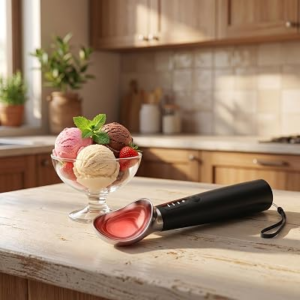 Rechargeable Heated Ice Cream Scooper, Effortless Scooping from Freezer to Bowl, 3-Level Adjustable Heat, Long-Lasting Battery, Easy-Clean Waterproof Design, Perfect for Hard Gelato