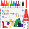 10 Chalk Markers for Blackboard, Chalkboard – Washable, 6mm Reversible Tip | Liquid Chalkboard Markers Erasable for Kids – Window, Glass, Car, Mirror, Wall Calendar – Non Toxic, Wet Erase Chalk Pens