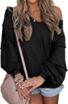 BTFBM Womens V Neck Long Sleeve Blouse