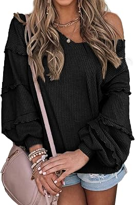 BTFBM Womens V Neck Long Sleeve Blouse