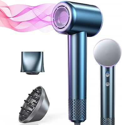 iDOO Hair Dryer with Diffuser for Women, Christmas Gifts, 1500W Blow Dryer for Curly Hair with 110,000 RPM High-Speed & 200 Million Neg Ions, Travel Hairdryer Blowdryer, Secadora de Pelo para Mujer