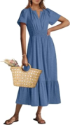 ANRABESS Womens Summer Short Sleeve Maxi Dress