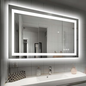 Hivone 40″X32″ LED Bathroom Mirror with Lights, Anti-Fog, Dimmable, Backlit + Front Lit, Smart Bathroom Vanity Mirror, Memory Function, Shatterproof, Tempered Glass (Horizontal/Vertical)