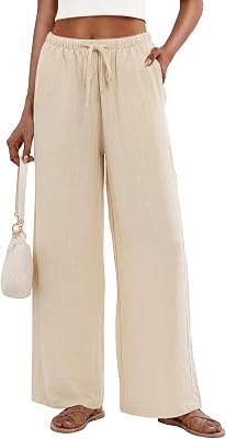 HONGTEYA Women Cotton Linen Pants