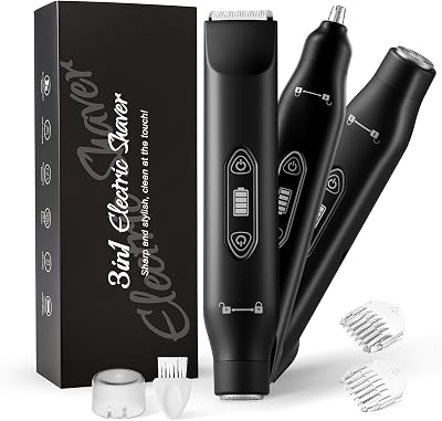 Body Hair Trimmer for Men,3 in 1 Electric Razor with Ceramic Blades, IPX7 Waterproof, USB Rechargeable, Painless Hair Removal for Face,Body,Groin, Travel Grooming Kit