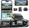 AZDOME M550 Max 4K 3 Channel Dash Cam, Dual STARVIS 2 Sensors, 4K+2.5K+1080P Front and Rear Inside Triple Car Camera, Built-in WiFi GPS, 64GB Card Included, IR Night Vision, Ride Share Accessories
