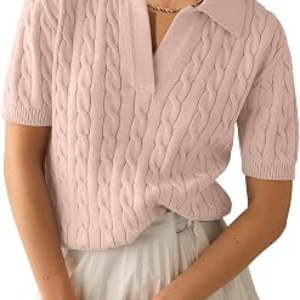 ANRABESS Womens Short Sleeve Sweaters Tops