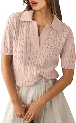 ANRABESS Womens Short Sleeve Sweaters Tops