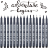 Tebik Hand Lettering Pens, 15 Pack Calligraphy Brush Pen Markers Black Ink for Beginners Writing, Lettering, Journaling, Art Drawing, Signature, Illustrations and Office School Supplies