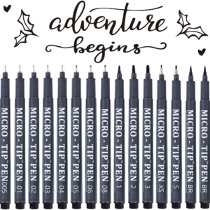 Tebik Hand Lettering Pens, 15 Pack Calligraphy Brush Pen Markers Black Ink for Beginners Writing, Lettering, Journaling, Art Drawing, Signature, Illustrations and Office School Supplies