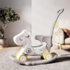 4-in-1 Rocking Horse for Toddler 1-3 Baby Ride On Rocker Push Car | HDPE Plastic,Indoor Outdoor Play,Convertible Design,Balance Board,Waker With Wheels,Bike,Play/Living Room,Birthday Gift,Grey