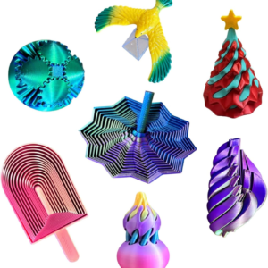 7PCS 3D Printed Star Spiral Fidget Toy with Detachable Handle, Dual Motion Toy with Auditory Feedback, Color-Changing Stress Relief Toy for Adults, Teens, ADHD, Office Desk（Random Color）