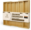 JODLY Bamboo Kitchen Utensil Drawer Organizer for Silverware | 100% Natural Expandable 14-20 Inch Kitchen Drawer Organizers for Utensils | Non-Slip Base | Screwed Joints for Long-Lasting Durability