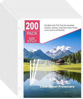 Sheet Protectors 200 Pack | Fits 8.5x11 Paper & 3-Ring Binders | Glare-Reducing Textured Sleeves with Reinforced Edges | Acid-Free, Top-Loading for Home, School & Office